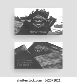 Set of vector business card templates with brush stroke background.
