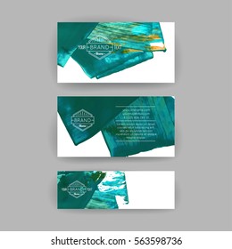 Set of vector business card templates with brush stroke background.