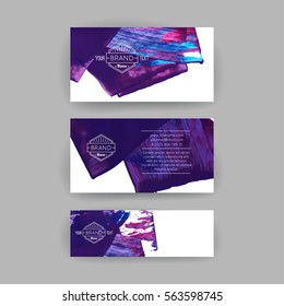 Set of vector business card templates with brush stroke background.