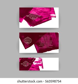 Set of vector business card templates with brush stroke background.