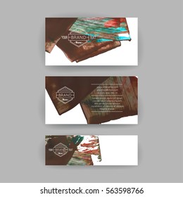 Set of vector business card templates with brush stroke background.