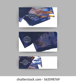 Set of vector business card templates with brush stroke background.