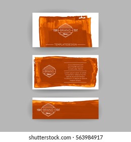 Set of vector business card templates with brush stroke background.