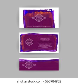 Set of vector business card templates with brush stroke background.
