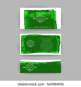Set of vector business card templates with brush stroke background.