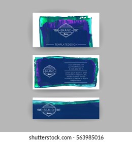 Set of vector business card templates with brush stroke background.