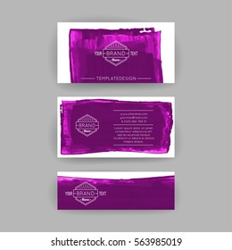 Set of vector business card templates with brush stroke background.
