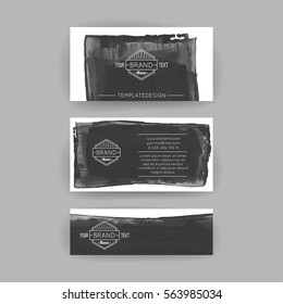 Set of vector business card templates with brush stroke background.
