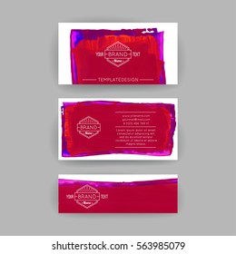 Set of vector business card templates with brush stroke background.