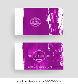 Set of vector business card templates with brush stroke background.