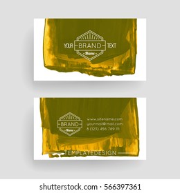 Set of vector business card templates with brush stroke background.