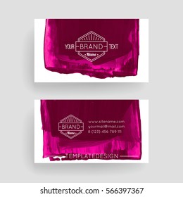 Set of vector business card templates with brush stroke background.