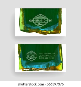 Set of vector business card templates with brush stroke background.