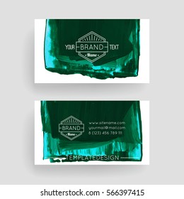 Set of vector business card templates with brush stroke background.