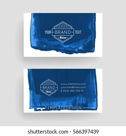 Set of vector business card templates with brush stroke background.