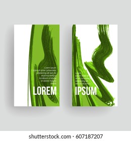 Set of vector business card templates with brush stroke background.