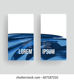 Set of vector business card templates with brush stroke background.