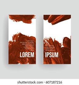 Set of vector business card templates with brush stroke background.