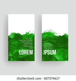 Set of vector business card templates with brush stroke background.