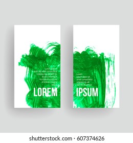 Set of vector business card templates with brush stroke background.