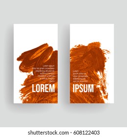 Set of vector business card templates with brush stroke background.