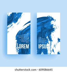 Set of vector business card templates with brush stroke background.