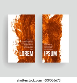 Set of vector business card templates with brush stroke background.