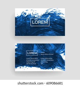 Set of vector business card templates with brush stroke background.