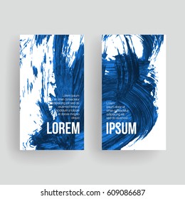 Set of vector business card templates with brush stroke background.