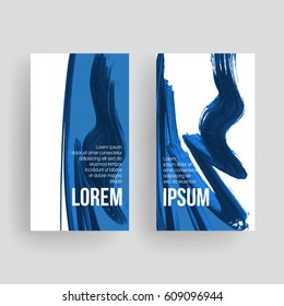 Set of vector business card templates with brush stroke background.