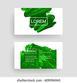 Set of vector business card templates with brush stroke background.