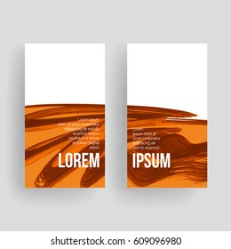 Set of vector business card templates with brush stroke background.
