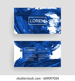 Set of vector business card templates with brush stroke background.