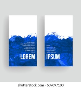 Set of vector business card templates with brush stroke background.