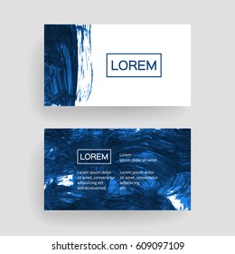 Set of vector business card templates with brush stroke background.
