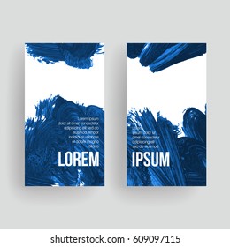 Set of vector business card templates with brush stroke background.