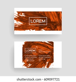 Set of vector business card templates with brush stroke background.