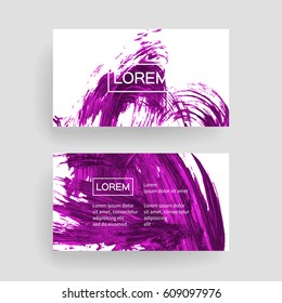 Set of vector business card templates with brush stroke background.