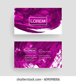 Set of vector business card templates with brush stroke background.