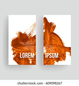 Set of vector business card templates with brush stroke background.