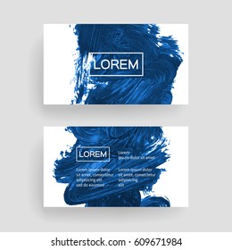 Set Of Vector Business Card Templates With Brush Stroke Background.