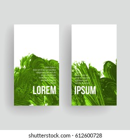 Set of vector business card templates with brush stroke background.