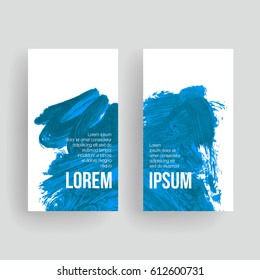 Set of vector business card templates with brush stroke background.