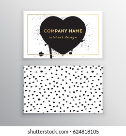 Set of vector business card templates with dots brush stroke background.