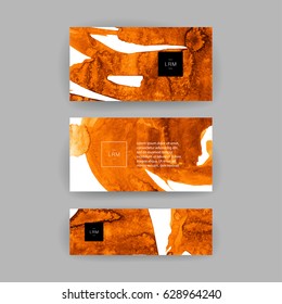 Set of vector business card templates with brush stroke background.