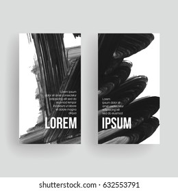 Set of vector business card templates with brush stroke background.