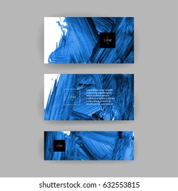 Set of vector business card templates with brush stroke background.