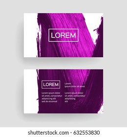 Set of vector business card templates with brush stroke background.
