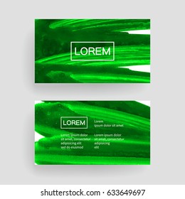 Set of vector business card templates with brush stroke background.