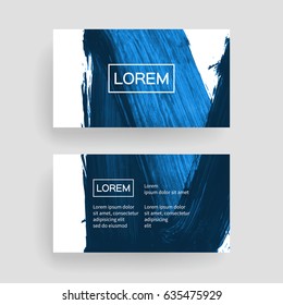 Set of vector business card templates with brush stroke background.